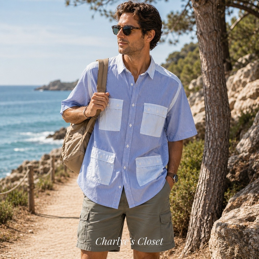 Utility Pocket Button Up Shirt L Cabana Resort Casual Gorpcore